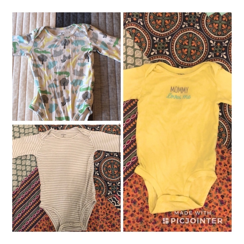 THREE Carter’s long sleeve onesies - 9m